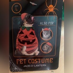 Jack-O-Lantern Pet Costume, Dog, Cat, Rabbit size Large 2 piece NWT